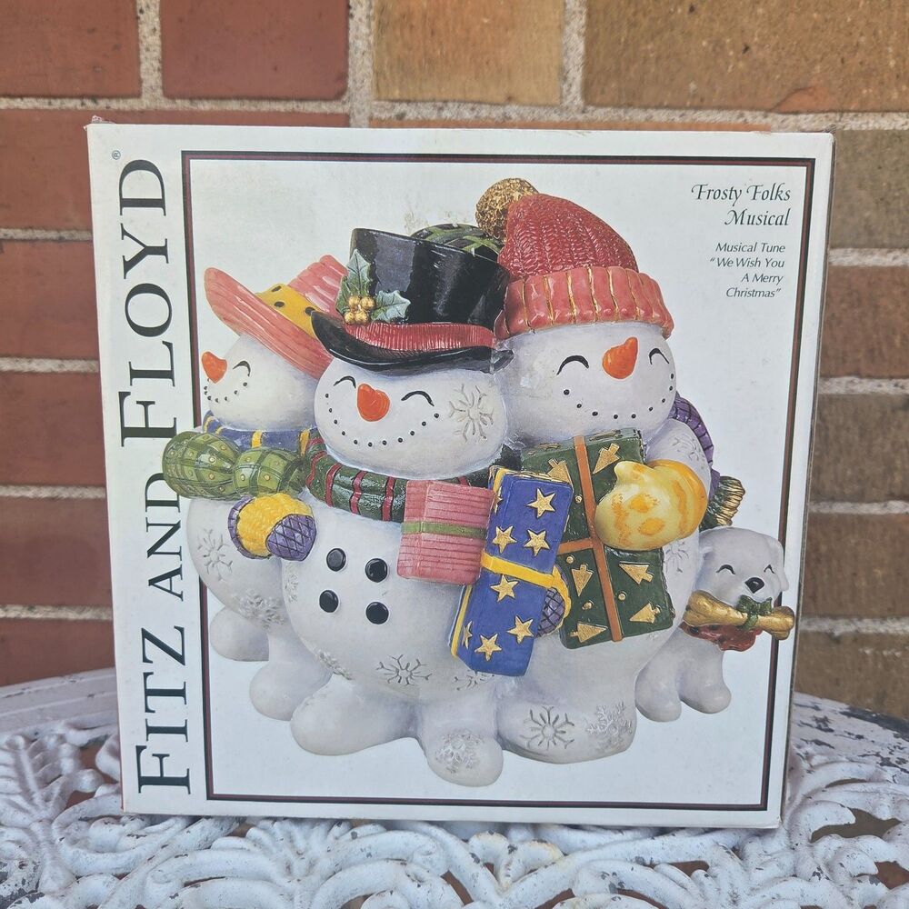 Fitz & Floyd Frosty Folks Musical Snowmen We Wish You Merry Christmas w/ Box